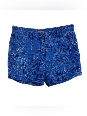 TOMMY BAHAMA Linen Shorts Dark Blue Leaf